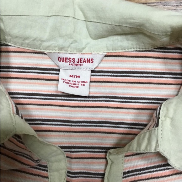 Guess Striped Short Sleeve Top - Cream and Brown - Picture 3 of 7